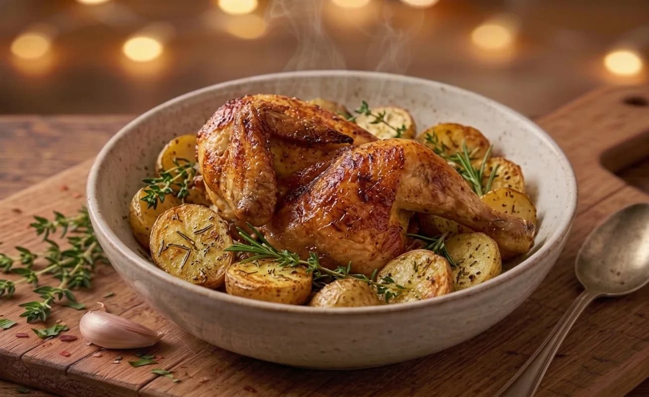 Mezzo pollo con patate