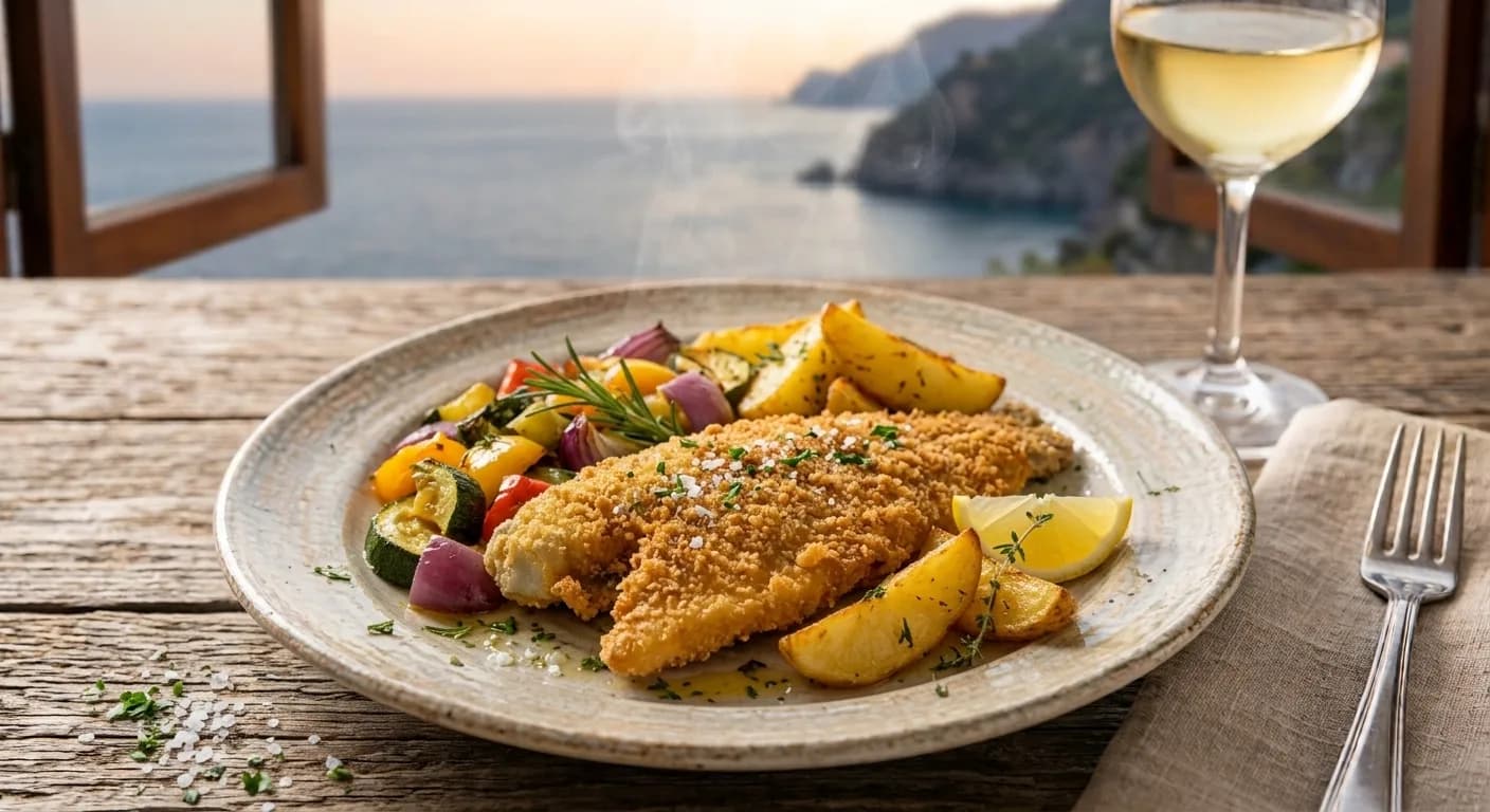 Orata fritta con verdure o patate